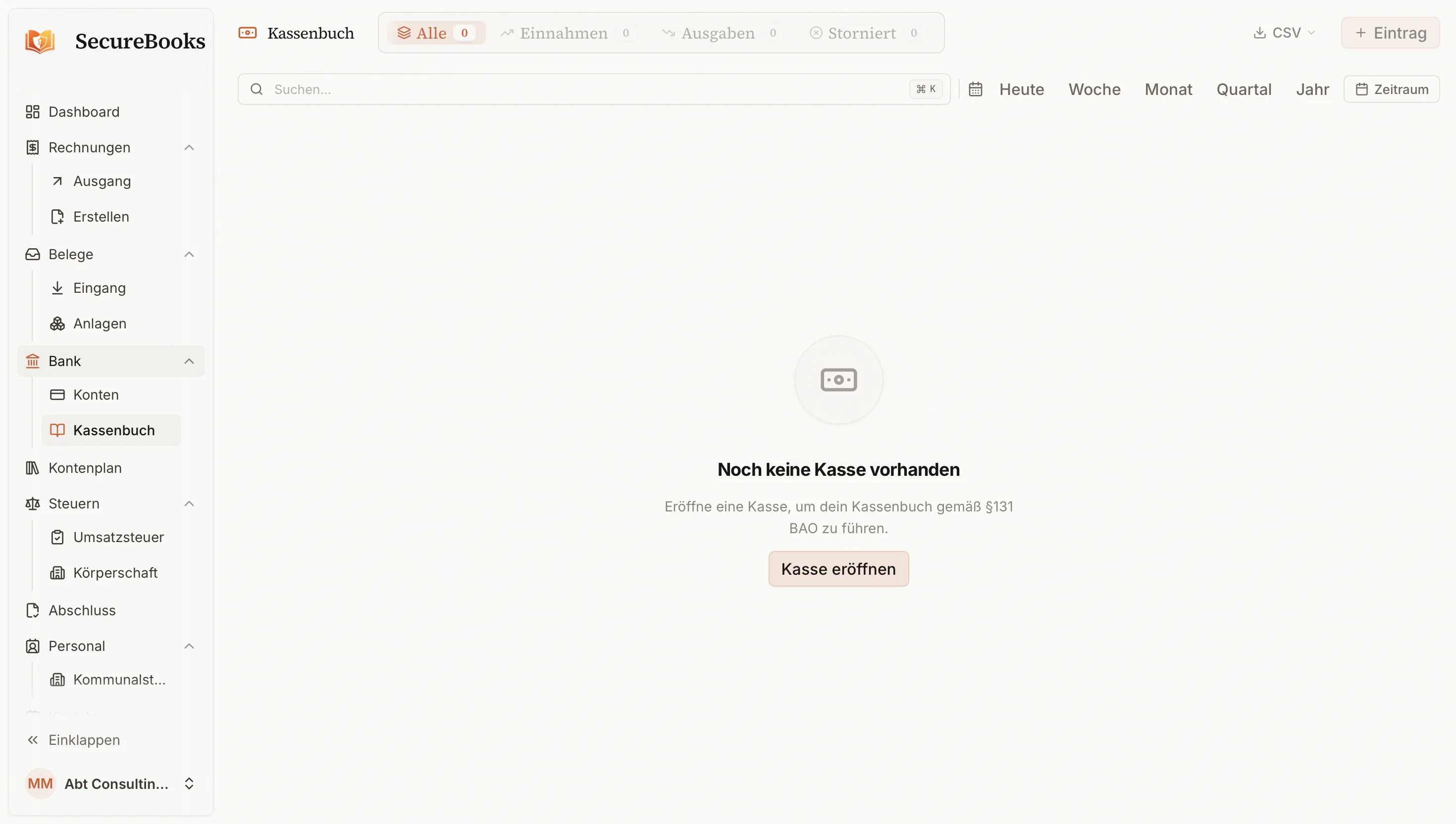 SecureBooks Kassenbuch nach §131 BAO
